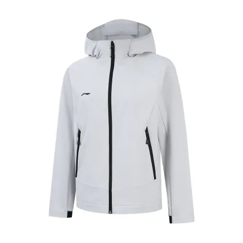 Li Ning Trench Coats Women's Calm Gray Hooded Non Detachable Moderate Other