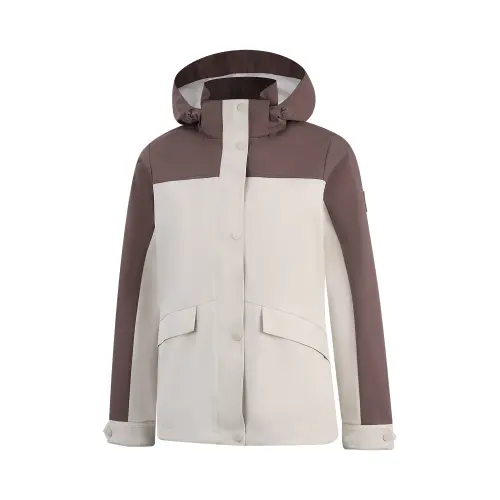 Li Ning Trench Coats Women's Gravel White Gray/Sunken Wood Brown Hooded Moderate Other