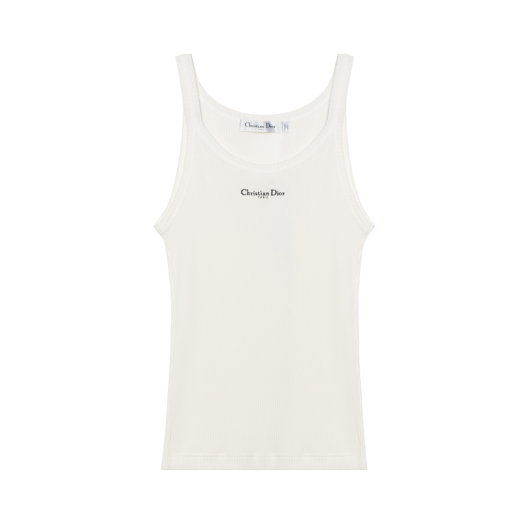 DIOR Dior SS25 Spring and Summer Ready-to-Wear Collection Cotton Solid Color Rib Knit Christian Dior Paris Logo Embroidered Sleeveless Vest Women's White