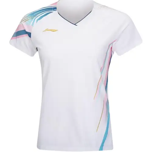 Li Ning T Shirts Women's Standard White V Neck Moderate Straight Fit