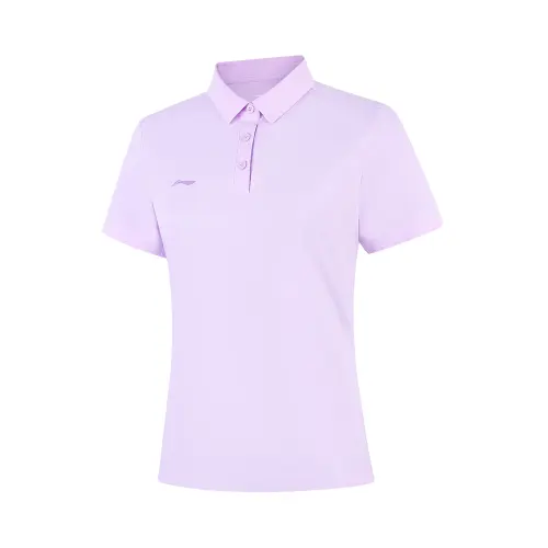 Li Ning Polo Shirts Women's Condensed Purple Polo Collar Moderate Straight Fit