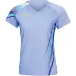 Li Ning T Shirts Women's Hua Ying Purple V Neck Moderate Straight Fit