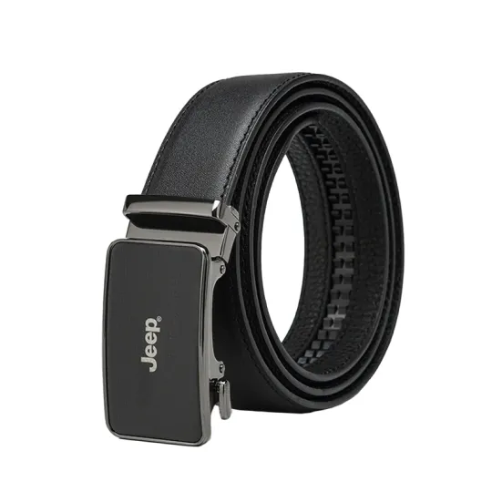 Jeep Leather Belts Men's Black/Litchi Grain Black Width 3.5cm
