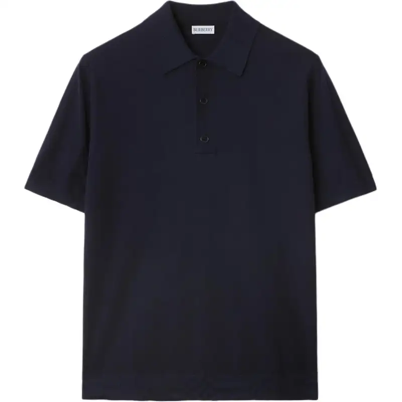 Burberry Polo Shirts Men's Marine Blue Polo Collar Moderate Straight Fit