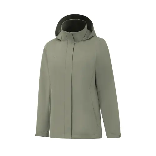 Li Ning Trench Coats Women's Solo Green Hooded Moderate Other