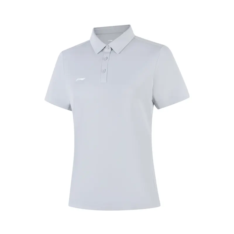 Li Ning Polo Shirts Women's Calm Gray Polo Collar Moderate Straight Fit