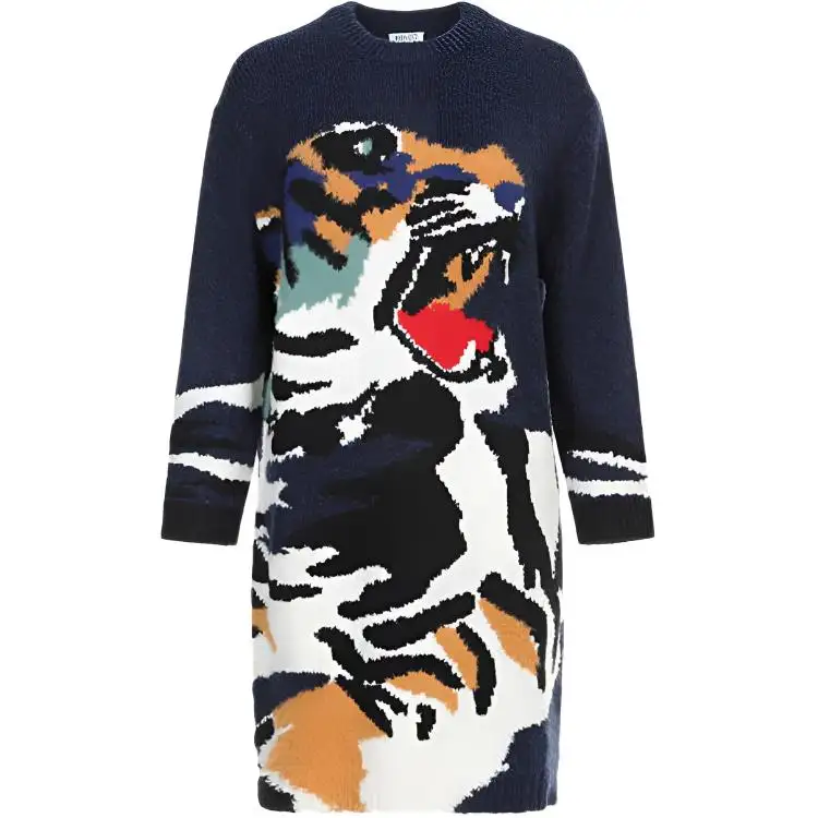KENZO Long Sleeved Dress Women's Marine Blue