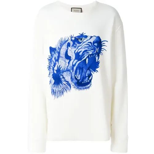 GUCCI Sweatshirts Men's White Crew Neck Moderate Regular
