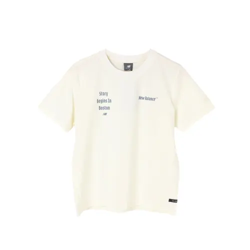 New Balance T Shirts Women's Ivory White Crew Neck Moderate Straight Fit