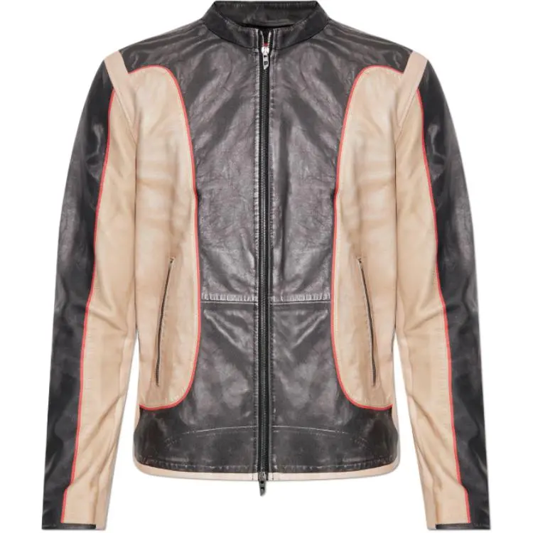 Diesel Trompe l'oeil-Effect Leather Biker Jacket