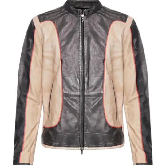 Diesel Trompe l'oeil-Effect Leather Biker Jacket