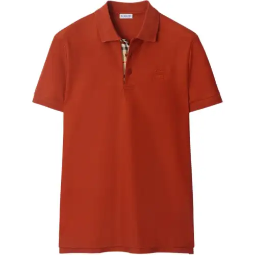 Burberry Polo Shirts Men's Orange Polo Collar Moderate Straight Fit