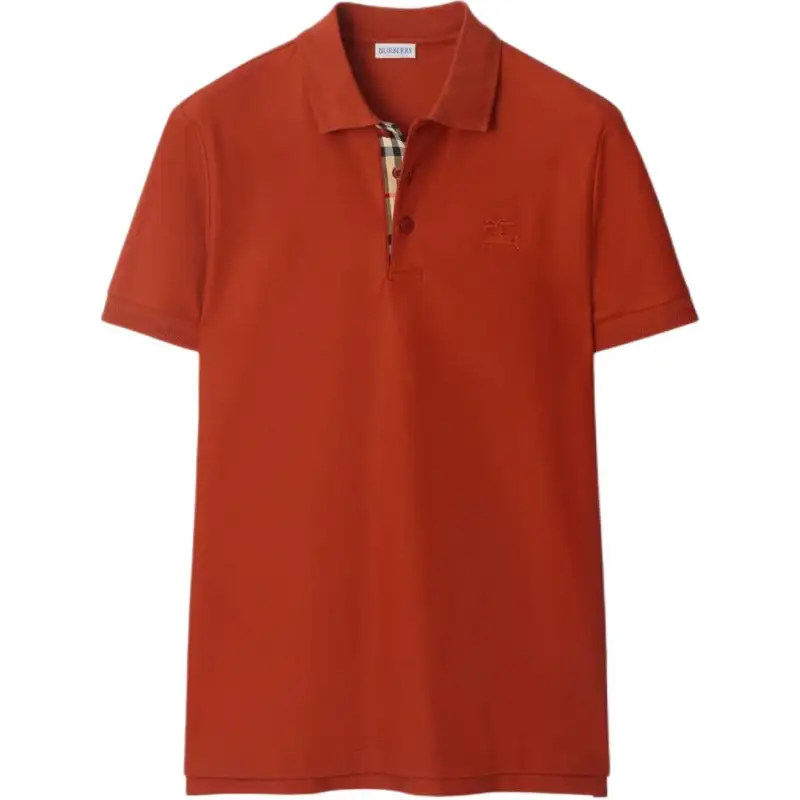 Burberry Polo Shirts Men's Orange Polo Collar Moderate Straight Fit