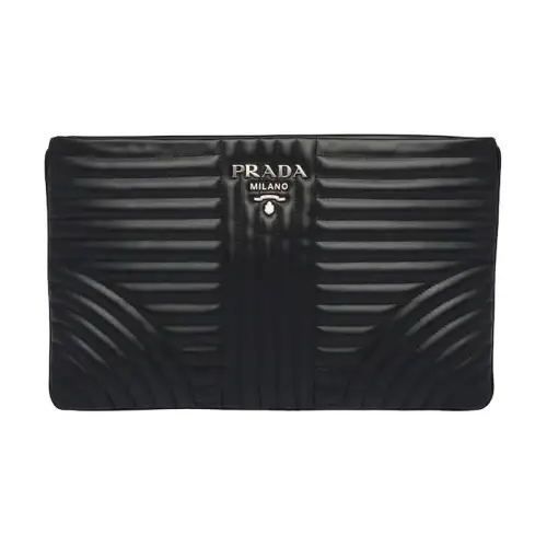 PRADA Cow Leather Wallet Unisex Black