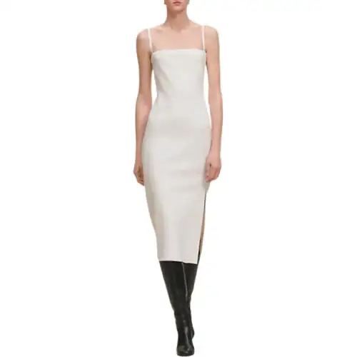 HERMES Slip Dresses Women's White Moderate Mid Length