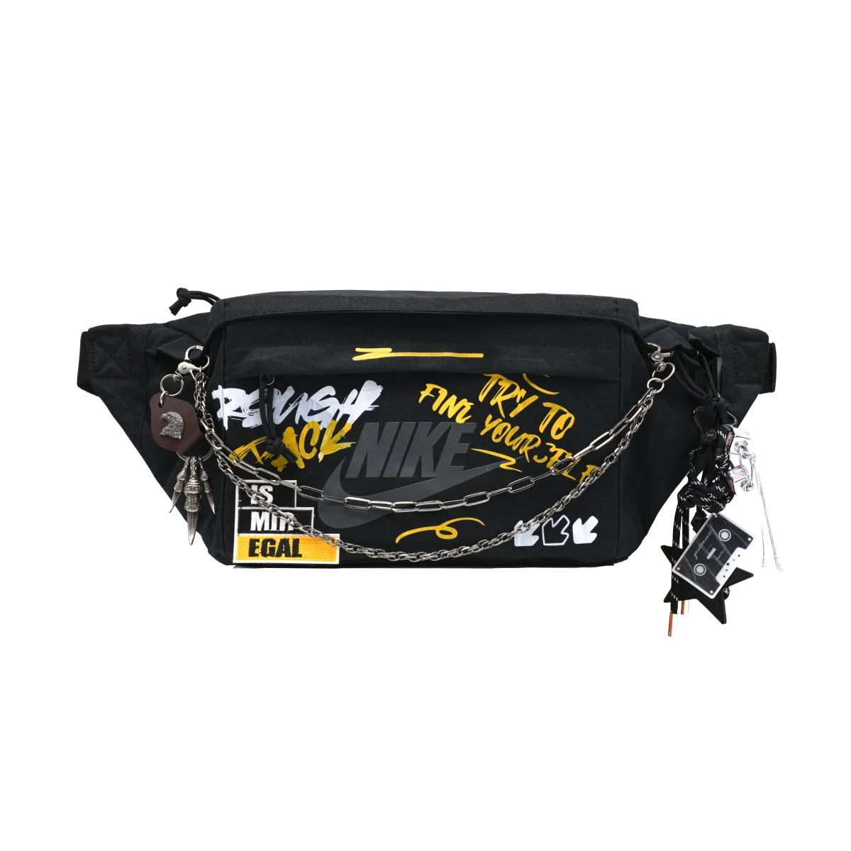 Nike Fabric Black And Yellow Graffiti, Footprint Innovation Fanny Pack Regular Unisex Black