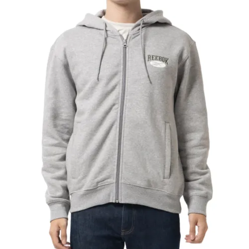 Reebok Sweatshirts Unisex Gray Hooded Moderate