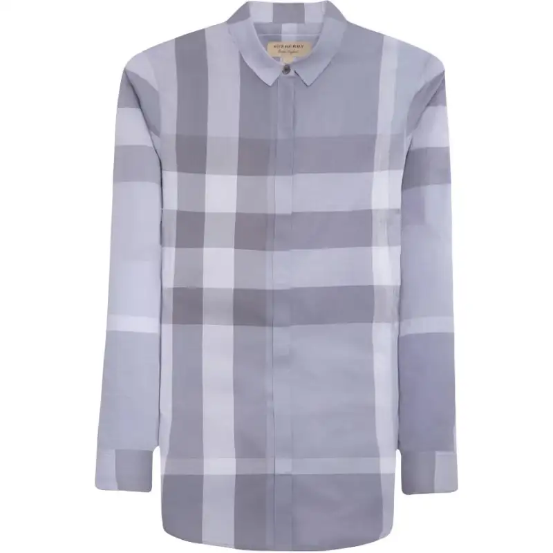 Burberry Shirts Women's Gray Lapel Moderate Straight Fit