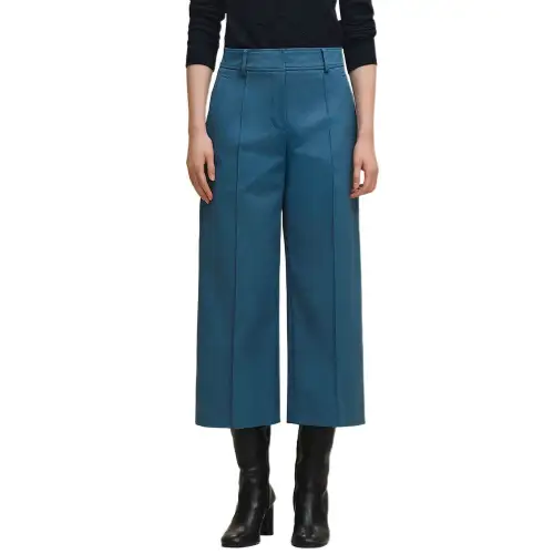 HERMES Casual Pants Women's Blue Moderate Straight Fit Pants