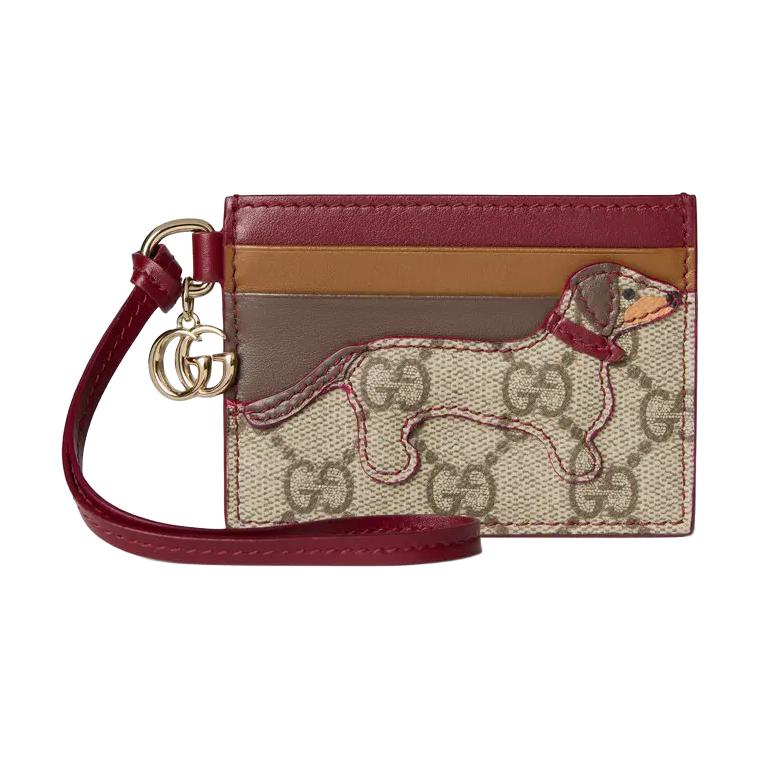 Женский картхолдер Gucci GG Supreme (бежево-коричневый)