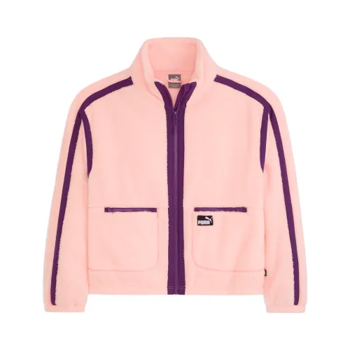 PUMA Velvet Jackets Women's Pink Turtleneck Moderate