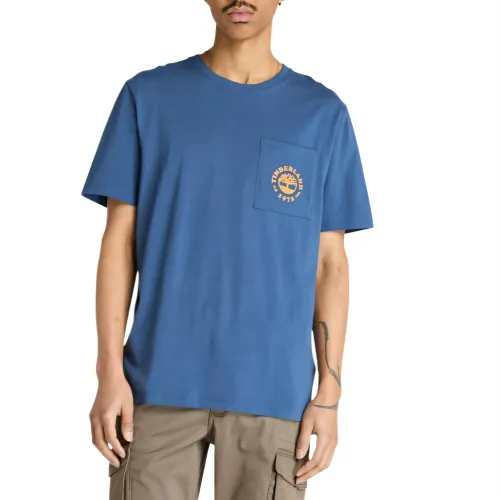 Timberland T Shirts Men's Blue Crew Neck Moderate