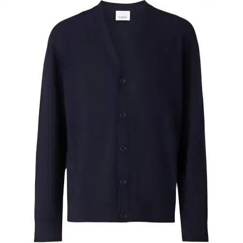 Burberry Sweaters Men's Black V Neck Moderate Cardigan