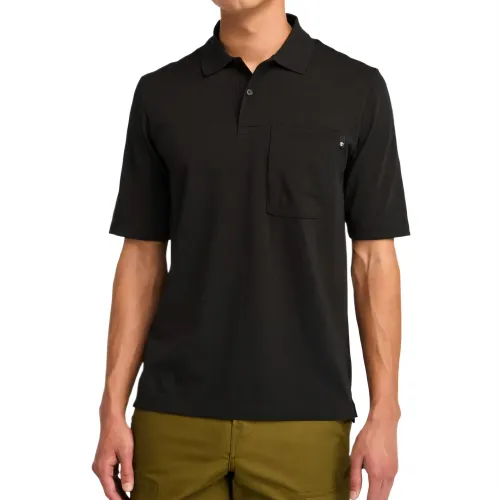 Timberland Polo Shirts Men's Black Polo Collar Moderate Straight Fit