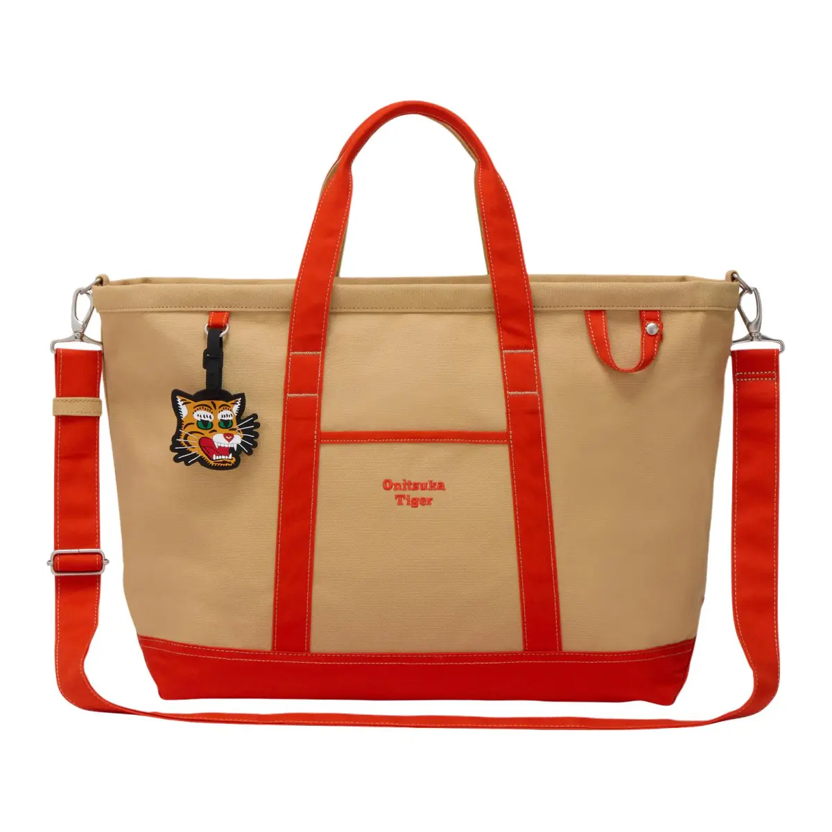 Onitsuka Tiger Canvas Tote Handbag Unisex Beige & Orange & Yellow