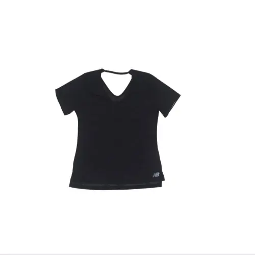 New Balance T Shirts Women's Black/BKH V Neck Moderate