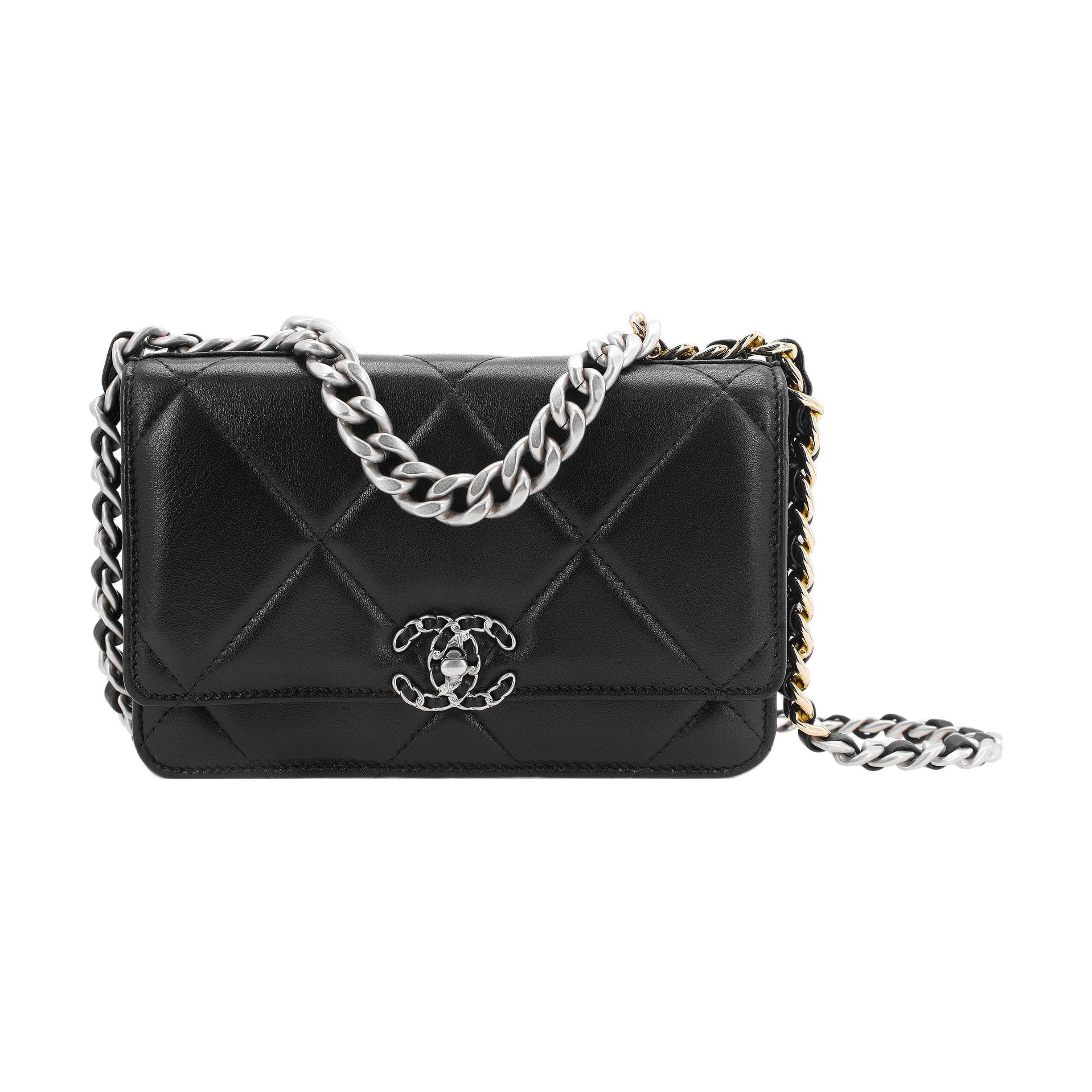 CHANEL 19BagWOC Sheepskin Shoulder Bag, Crossbody Bag, Wallet Women's Black