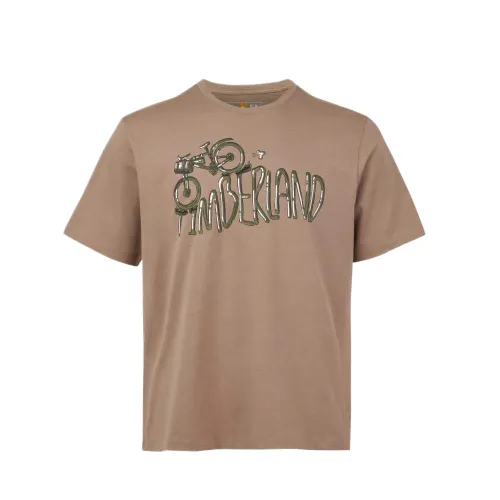 Timberland T Shirts Unisex Taupe Gray Crew Neck Moderate