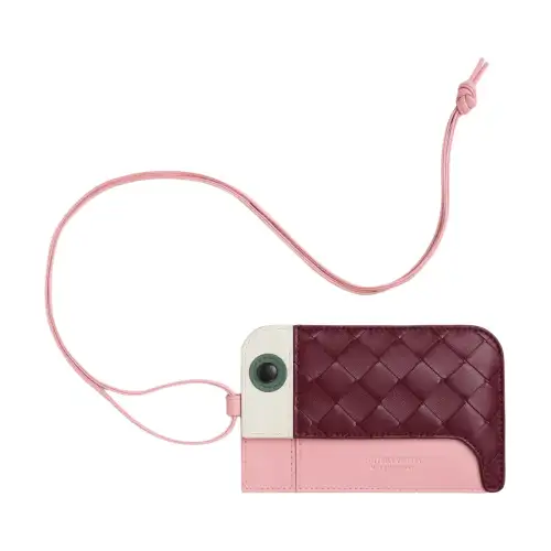 Bottega Veneta Intrecciato Lambskin Card Holder Women's White & Aloe Green & Black & Barolo & Ribbon