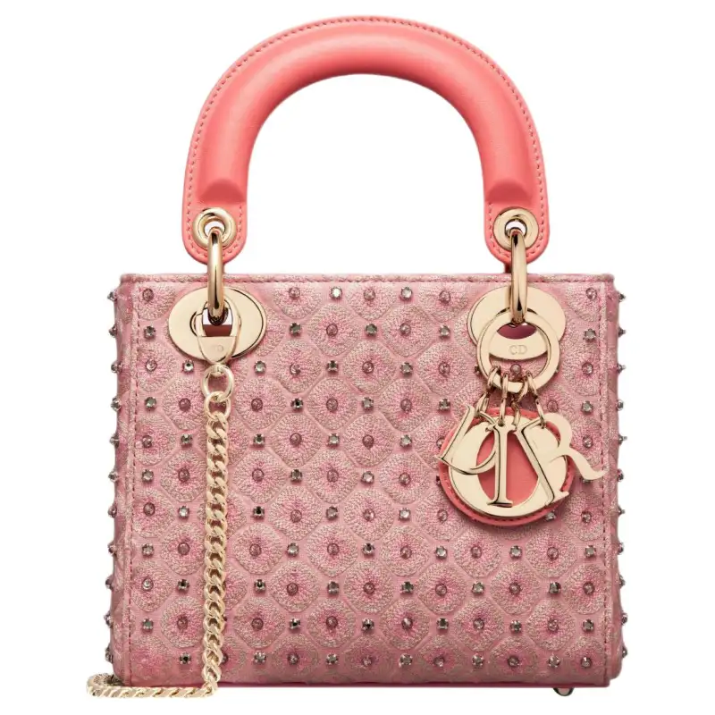 DIOR Lady Dior Two Tone Yarn, Faux Crystal Honeycomb Pattern Embroidery Shoulder Bag, Crossbody Bag, Handbag, Handbag