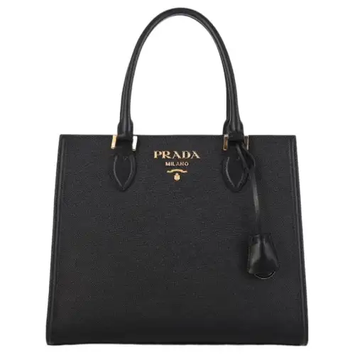 PRADA Leather Tote Bag, Shopping Bag, Shoulder Bag, Crossbody Bag, Handbag Women's Black