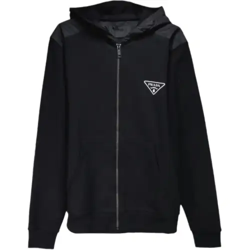 PRADA Jackets Men's Black Hooded Moderate Other