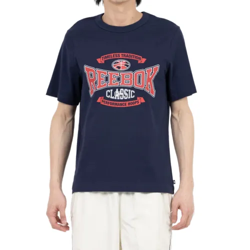 Reebok Tradition T Shirts Men's Dark Blue Crew Neck Moderate Straight Fit