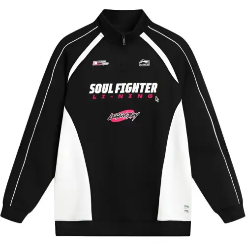 Li Ning Sweatshirts Women's Black/White Stand Collar Moderate