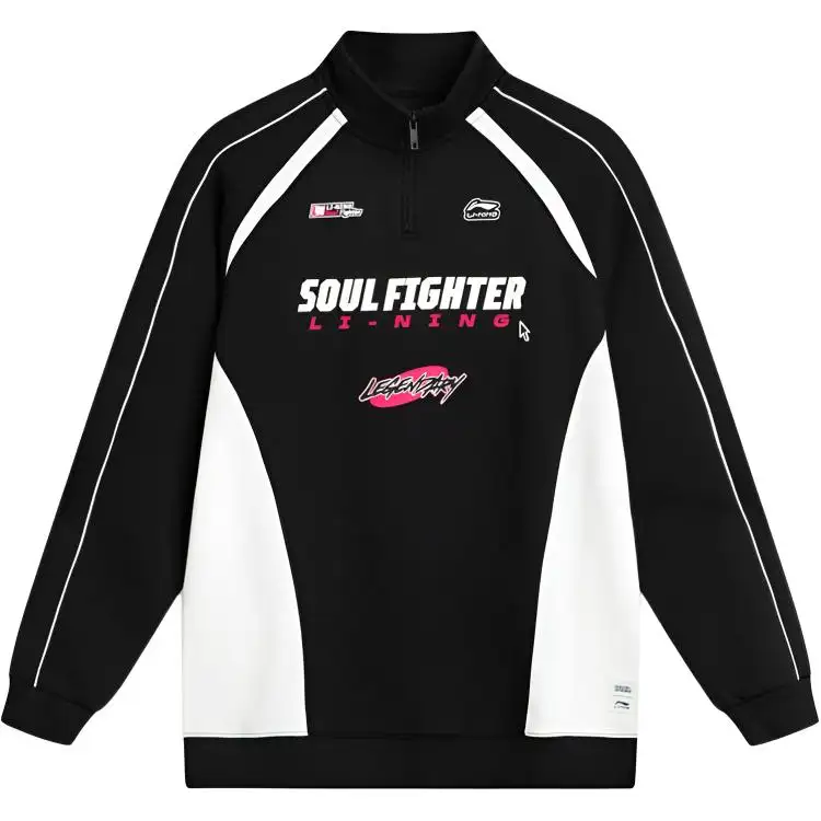 Li Ning Sweatshirts Women's Black/White Stand Collar Moderate