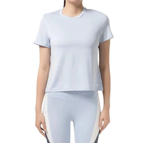 Reebok T Shirts Women's Blue Crew Neck Moderate Straight Fit