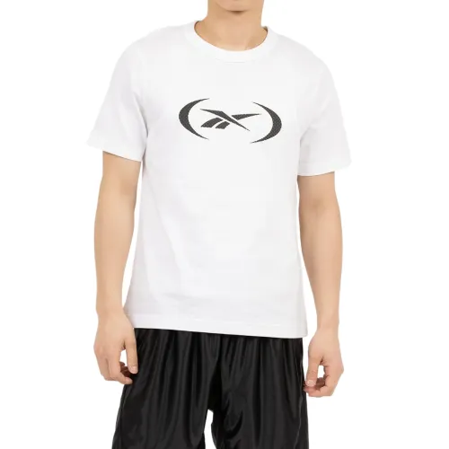 Reebok T Shirts Men's White Crew Neck Moderate Straight Fit