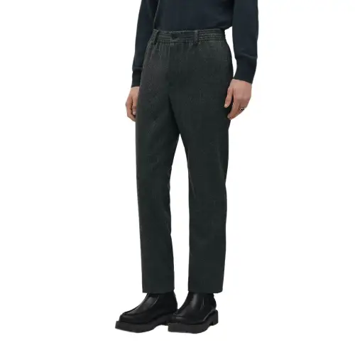 HERMES Casual Pants Men's Gray Black Moderate Straight Fit Pants