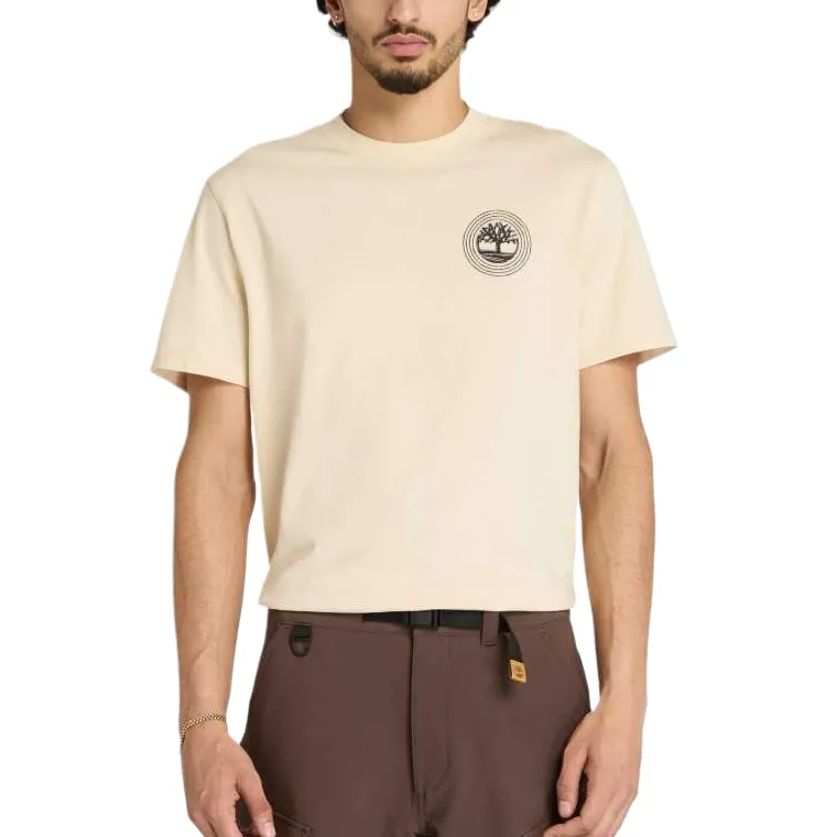 Timberland T Shirts Men's Ivory White Crew Neck Moderate