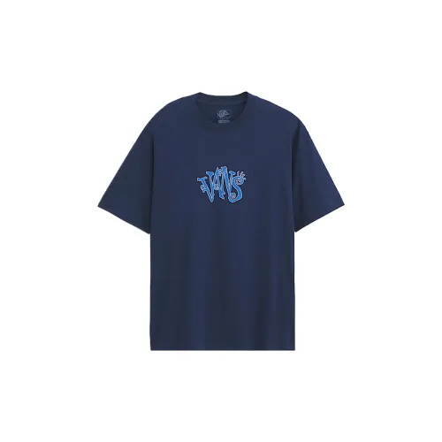 Vans T Shirts Men's Marine Blue Crew Neck Moderate