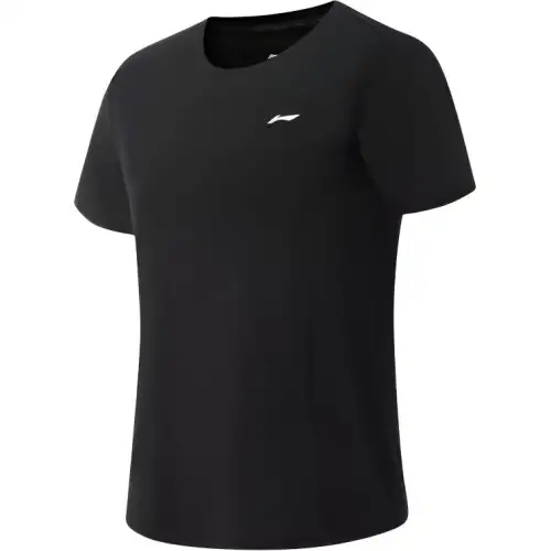Li Ning T Shirts Women's Black Crew Neck Moderate Straight Fit
