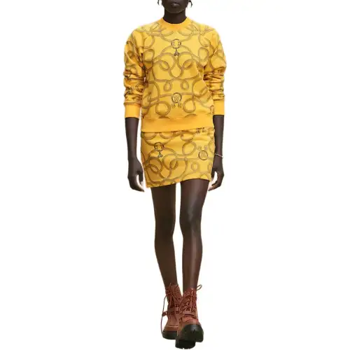 HERMES Sweatshirts Women's Yellow Crew Neck Moderate Regular
