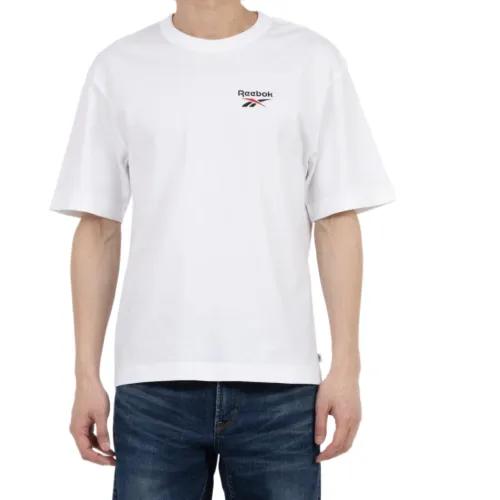 Reebok T Shirts Men's White Crew Neck Moderate Straight Fit
