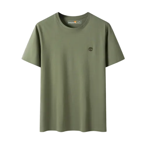 Timberland T Shirts Men's Khaki Green Crew Neck Moderate Straight Fit