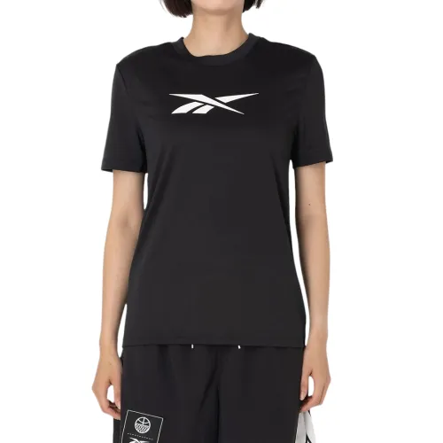Reebok T Shirts Women's Black Crew Neck Moderate Nipped In Waist