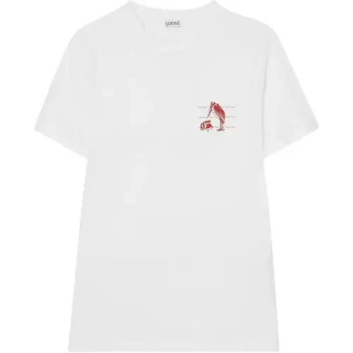 LOEWE T Shirts Unisex White Crew Neck Moderate Straight Fit